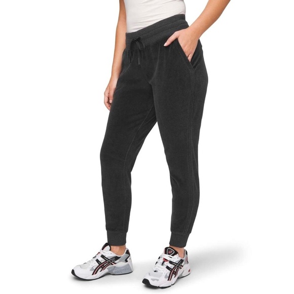 lululemon athletica Pants - Lululemon Warm Down Jogger Pant Black Grey Velour Sz 4